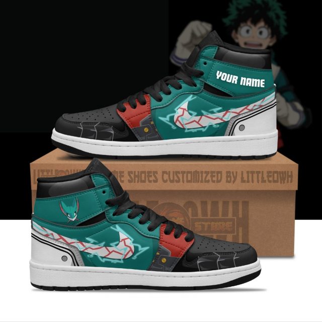 Deku Izuku Anime Sneakers - Custom MHA AJ1 Shoes